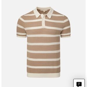 Onia textured knit striped Beige Striped Polo Shirt